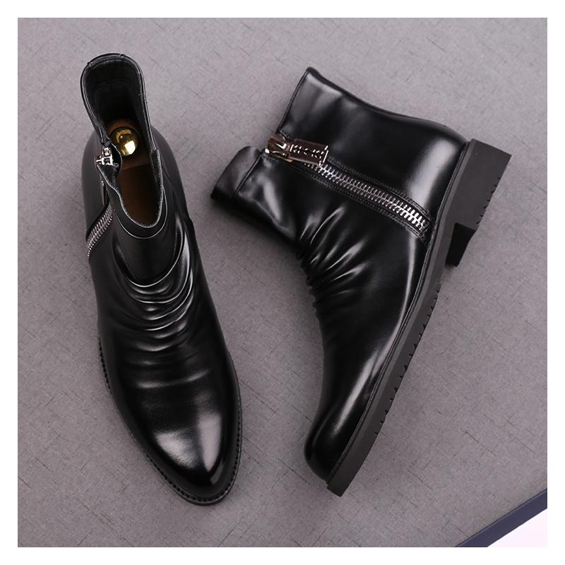 Модные мужские вечерние платья для ночного клуба осенне-зимние сапоги черные стильные оригинальные кожаные туфли ковбойские ботильоны крутые короткие ботинки