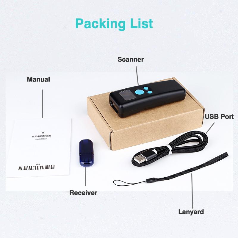 Portable 1D 2D QR BT Barcode Scanner Handheld Mini Bar Code Reader for IOS Android Smart Phone Tablet WirelessAA