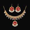 Europe and the United States popular bride jewelry gemstone water drop necklace earrings red series bright diamond jewelry set
