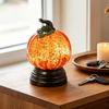 Holiday Desk Ornament Pumpkin Snow Sphere Lamp, Glitter Lighted Ornament, Fall Table Desktop for Kids Centerpiece with Warm LED Lights Party
