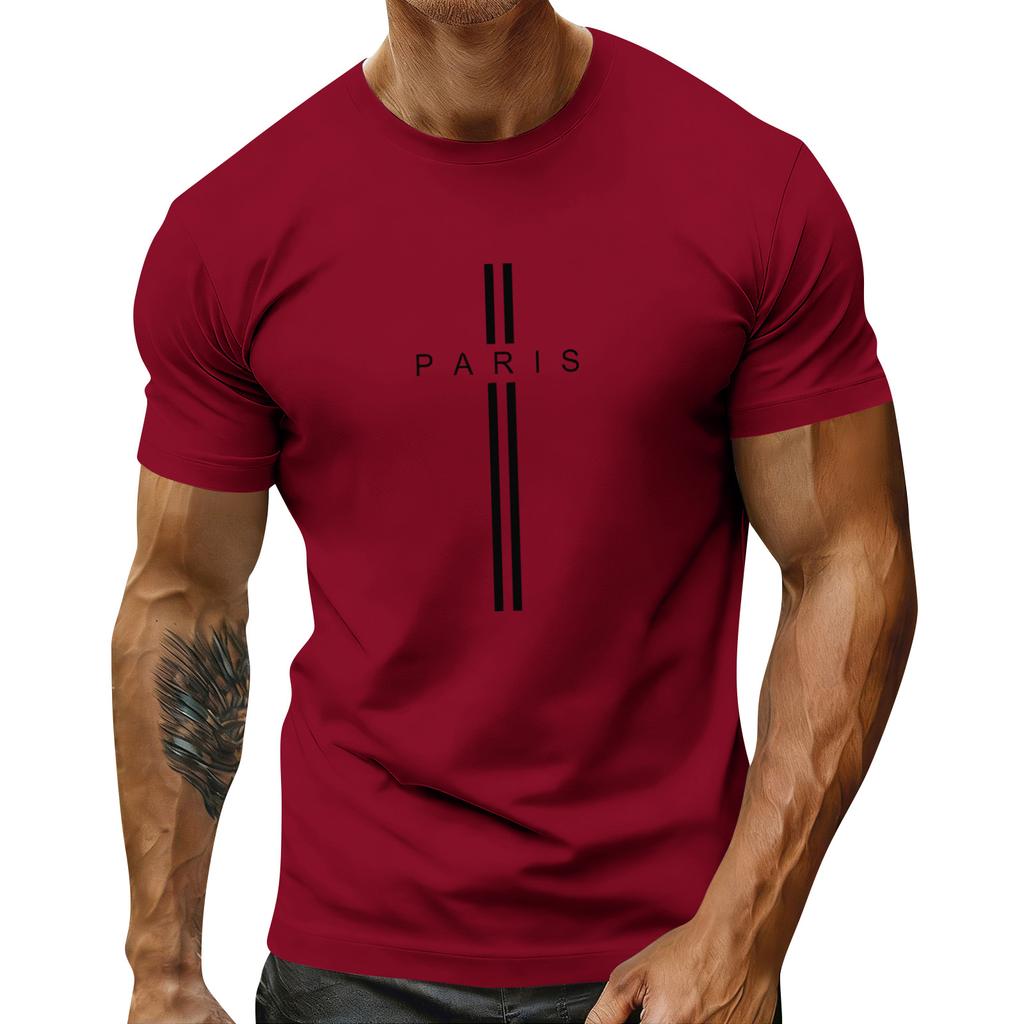 Мужская праздничная футболка с круглым вырезом и коротким рукавом, повседневная спортивная футболка