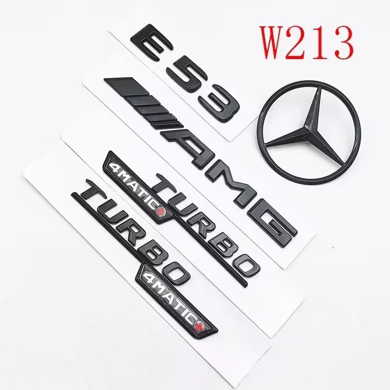 3D ABS Черный E53 Буквы Логотипа TURBO 4MATIC Шильдик Автомобиль Задняя Звезда Наклейка Багажник Эмблема AMG Для Mercedes Benz AMG W212 W213 E-Класс