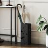 Steel Umbrella Stand with 4 Hooks and Drip Tray, Black