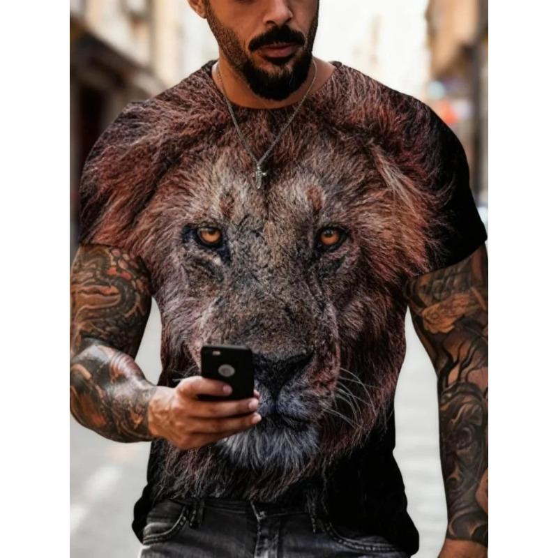 Мужская футболка с 3D-печатью, короткий рукав, круглый вырез, пуловер, повседневный топ