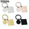 2PCS Stainless Steel Round Square Tag Keychains Jewelry Pendant Key Chains Can Be Engraved Handbag Packback Car Key Pendants