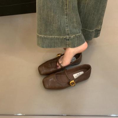 Летняя обувь Женские повседневные женские кроссовки Мягкие балетки для платья Женские туфли оксфорды с квадратным носком Осенние элегантные с мелким вырезом 2024 Бабушка