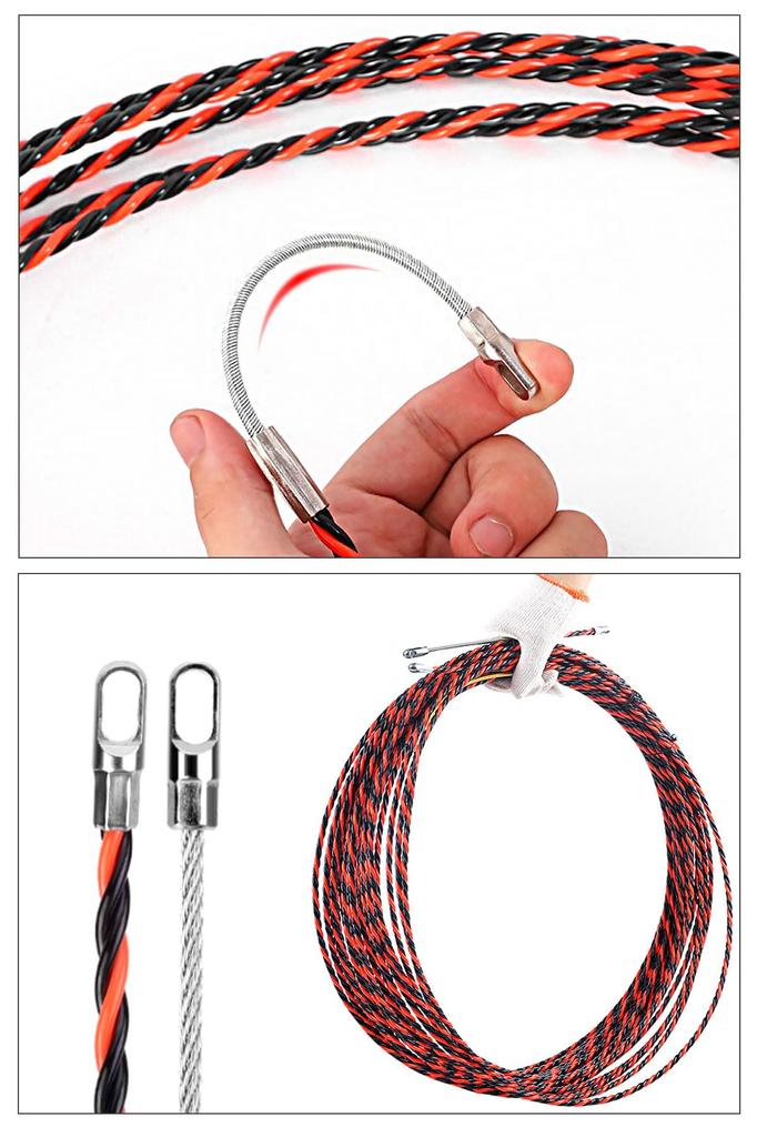 SAGVE 20m Wire Puller, 5mm Rod Diameter, with Storage Case, Steel Wire, Wire Pulling Tool (Red and Black, 20m)