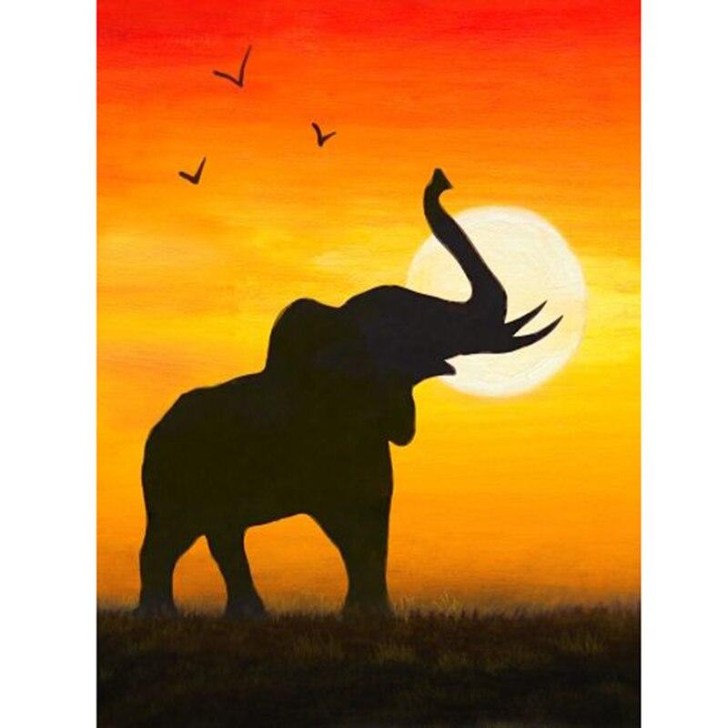DIY Elephant 5D Diamond Painting Full Round Drill Rhinestone Animal Diamond Embroidery Cross Stitch Mosaic Kits Wall Art Decor