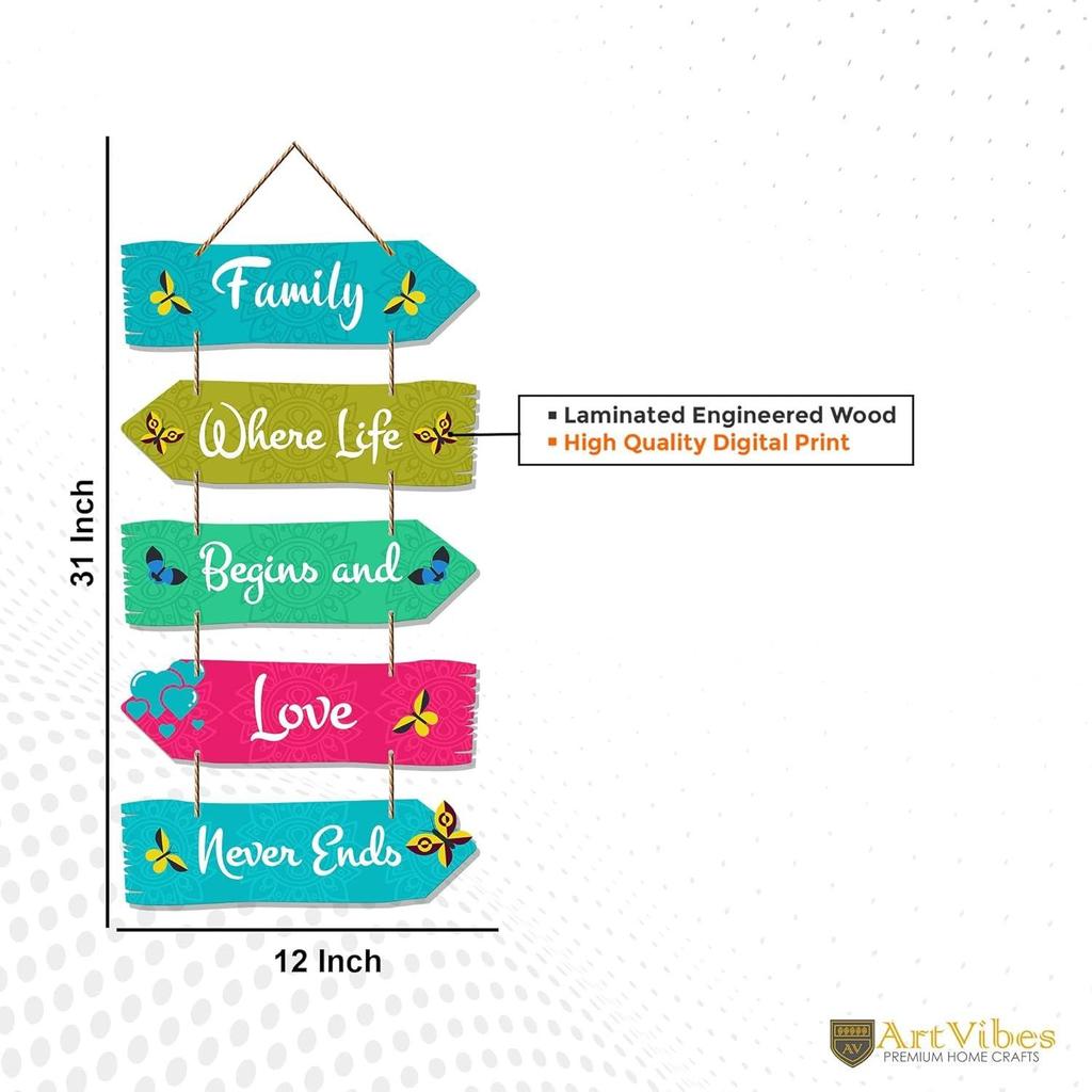 Family Quotes Decorative Wood Hangers for Living Room | Bedroom | Gifts | Art Pieces for Home Decor | Set of 5