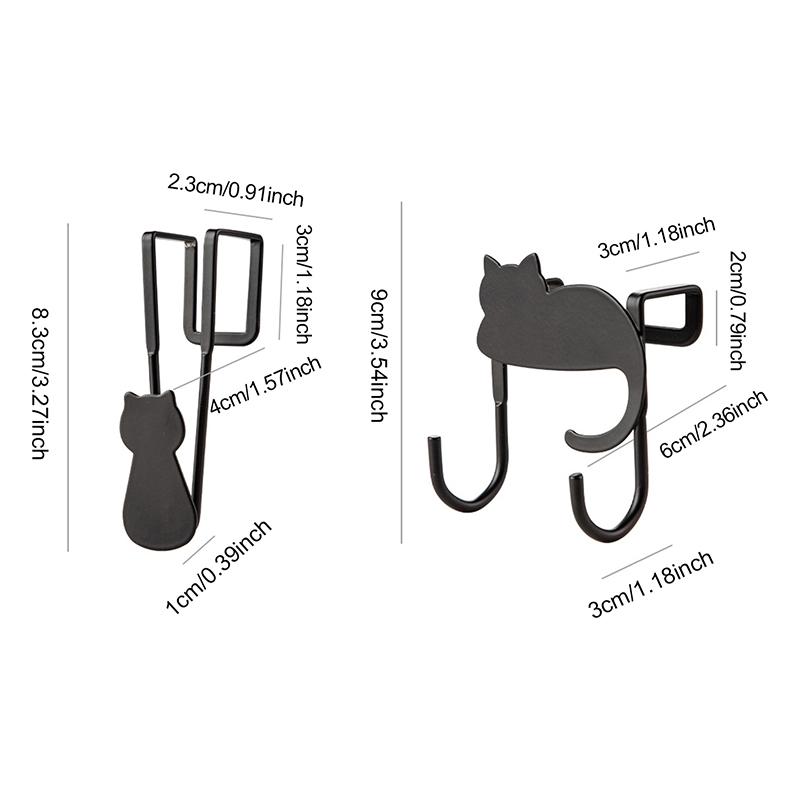 Дверной крючок для вешалки из кованого железа, окрашенный распылителем, вешалка для шкафа, милый кот, дверь без дырокола