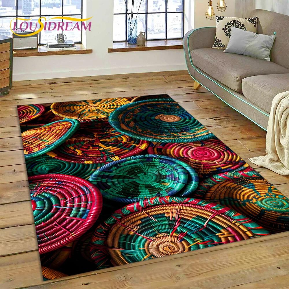 VIKAMA Colorful Flower Woven Art Mandala Rug, Non-Slip Carpet For Living Room, Bedroom, Sofa, Home Decor, Doormat