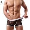 Men Shorts Elastic Waist Underwear Sexy Breathable Mesh See Through Briefs