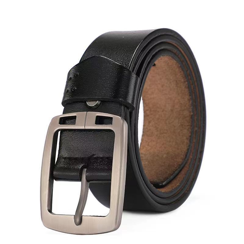 Men Stylish Genuine Leather Belt With Square Alloy Buckle For Daily Wear Office