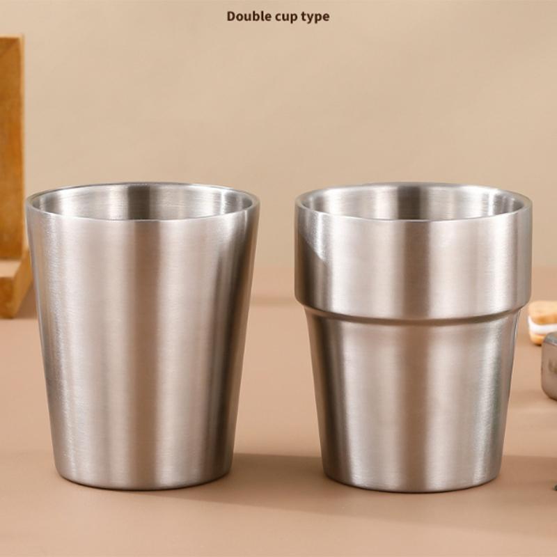 201Stainless Steel Cold Water Drinks Stackable Cup Double-Wall Beer Anti-Scalding Anti-Fall Cups Milk Mugsfor Kitchen Drinkware