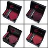Men's Red Burgundy Neck Tie Handkerchief Cufflinks Boutonniere Tie Clip with Gift Box for Wedding Party Dating
