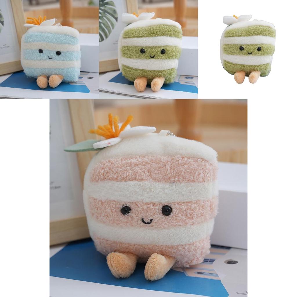 Adorable Plush Triangle Cake Keychain Soft Toy Cute Dessert Pendant For Girls
