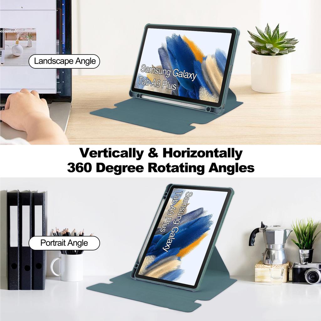 Чехол с Bluetooth-клавиатурой для Samsung Galaxy Tab A9 Plus SM-X216 SM-X210 SM-X218, прозрачный кожаный чехол с вращающейся на 360° клавиатурой