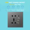 Универсальная двойная розетка с быстрой зарядкой Type-C мощностью 18 Вт, настенный электрический светильник с выключателем на 2 направления, Великобритания, 13 А, двойная розетка USB