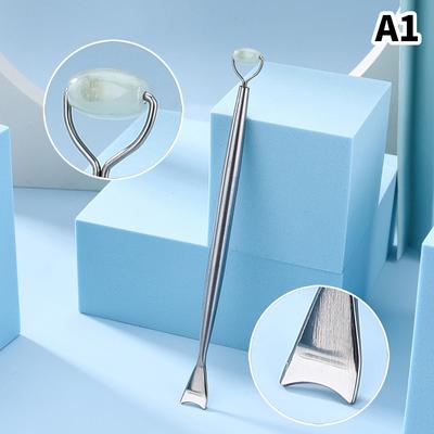 Натуральный нефритовый ролик для глаз против морщин Гуаша Двусторонний скребок для кожи лица Укрепляющий камень для лица Антивозрастной массажер для отеков под глазами