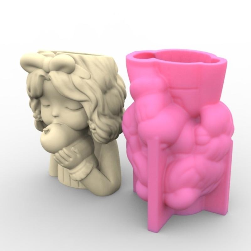 Силиконовая форма для цветочного горшка, бетонная цементная форма для горшка для растений, форма для цветочного горшка, форма для эпоксидной смолы, держатель для кистей для макияжа, форма-органайзер