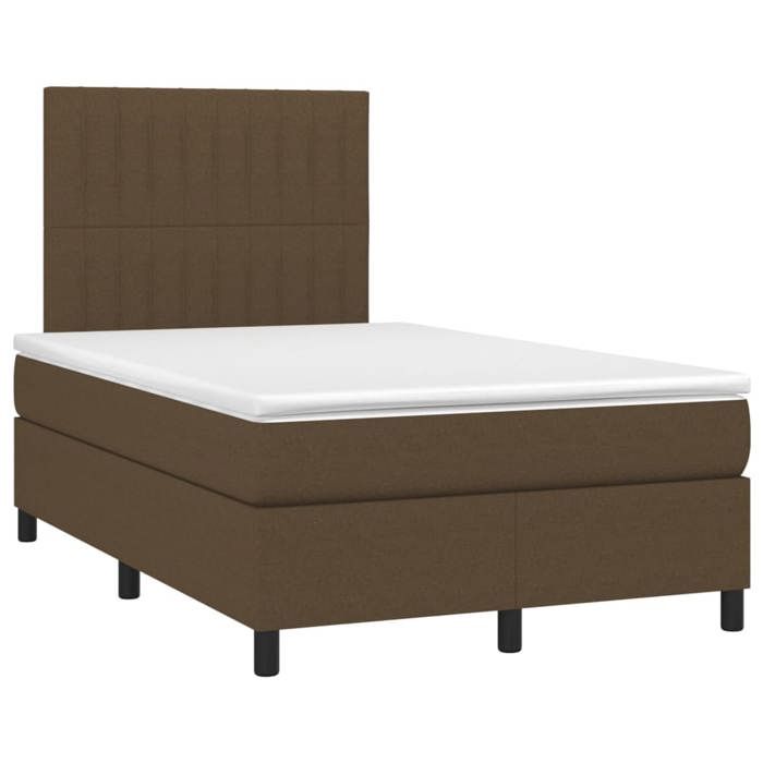Sommier tapissier avec matelas - Maison Exclusive - Marron foncé - 120x190 cm - Bande LED