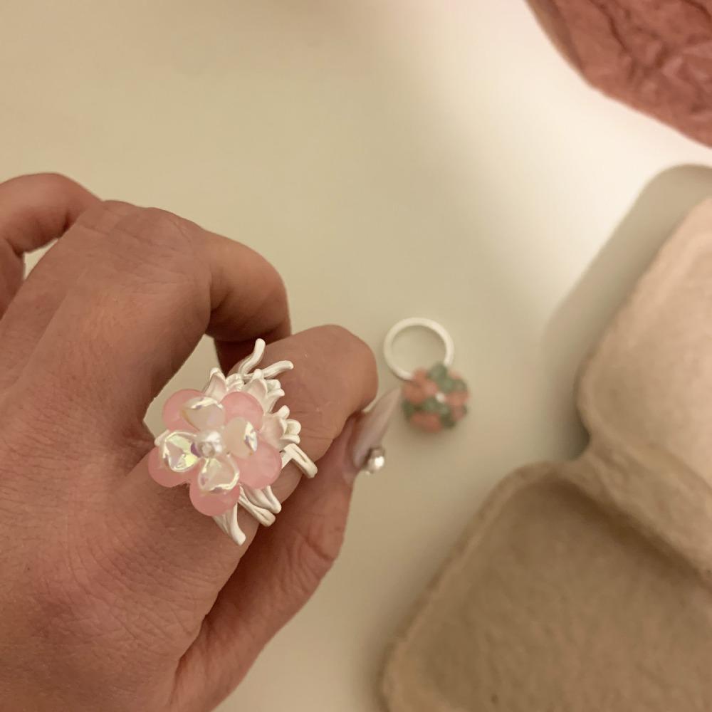 Flower Drip Oil Flower Ring Sweet Irregular Ring Temperament Enamel Finger Ring  Gift