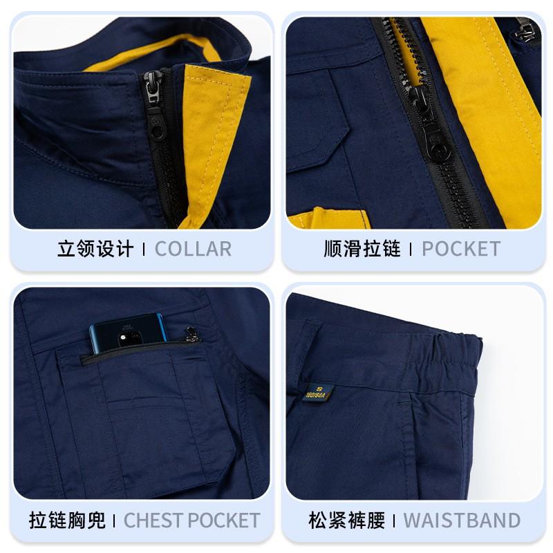 Mens Short Sleeve Workwear Thin Breathable Mechanic Uniform 4S Shop Workshop Labor Suit
