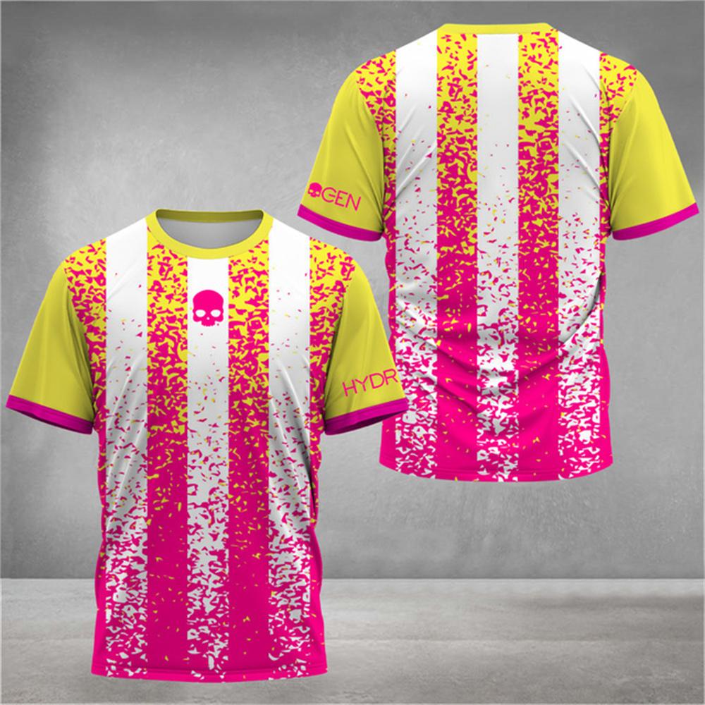 Летняя теннисная 3D-печатная мужская футболка, модные полосатые футболки с коротким рукавом и круглым вырезом, дышащие быстросохнущие спортивные топы