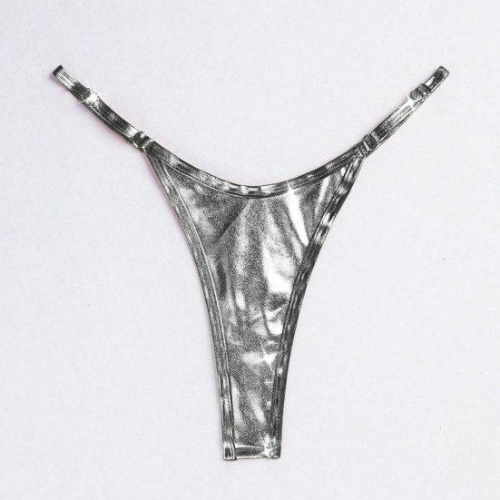 Женские стринги, глянцевые, треугольной формы, однотонные, эластичные, мягкие, средней длины, с регулируемым ремешком