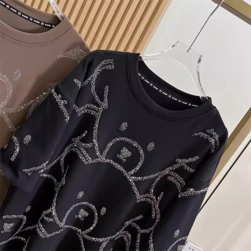 Женская футболка с короткими рукавами и принтом медведя на весну и лето, свободный свитер средней длины с круглым вырезом