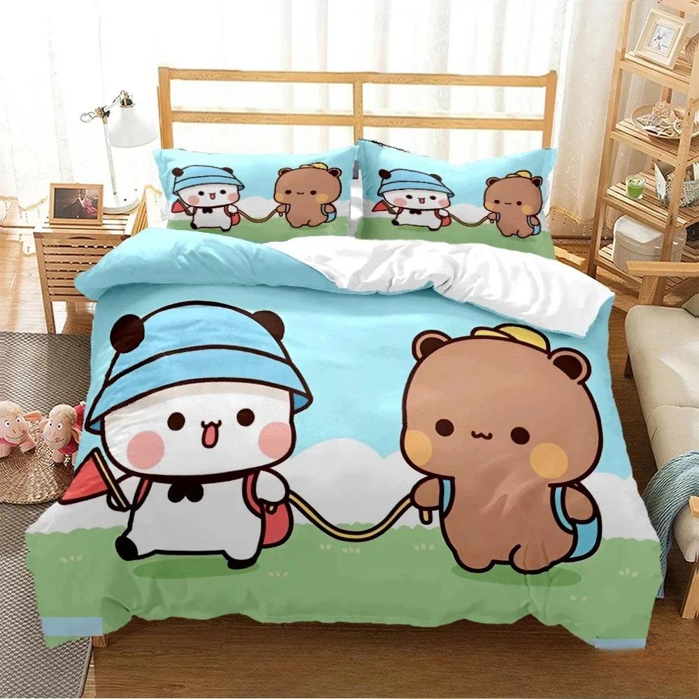 Cute Bubu Dudu Cartoon Bear Panda Duvet Cover Kawaii Bedding Collections Soft Quilt Cover And Pillowcases SingleDoubleQueenKing Boys