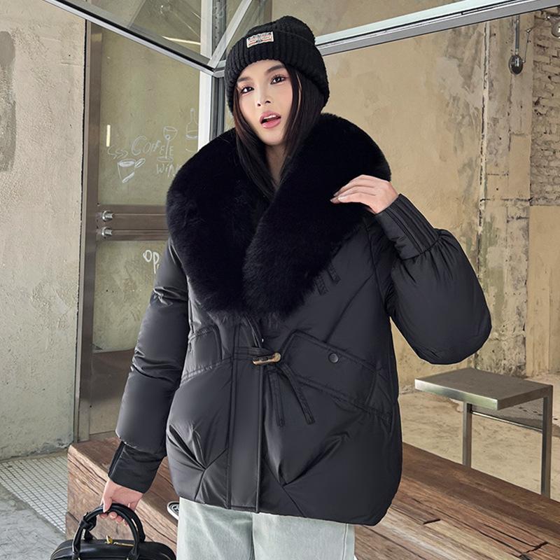 Women's Winter Thick Short PufferJacket Big Faux Fur Collar
