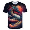 Летняя мужская футболка, свободный крутой повседневный пуловер с короткими рукавами и драконом, модная детская футболка с 3d принтом, уличная одежда, топ большого размера