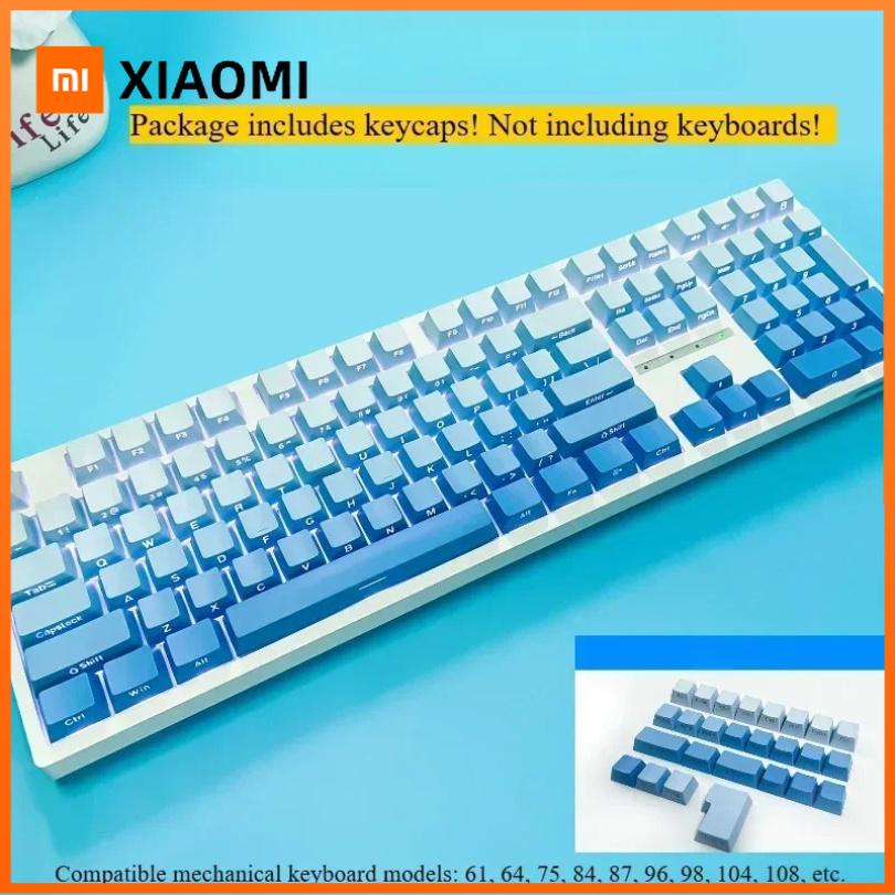 Xiaomi 2025 Новый небесно-голубой градиентный с боковой гравировкой с подсветкой 134 механических колпачка для клавиш PBT Double Shot Оригинальная высота для механической клавиатуры