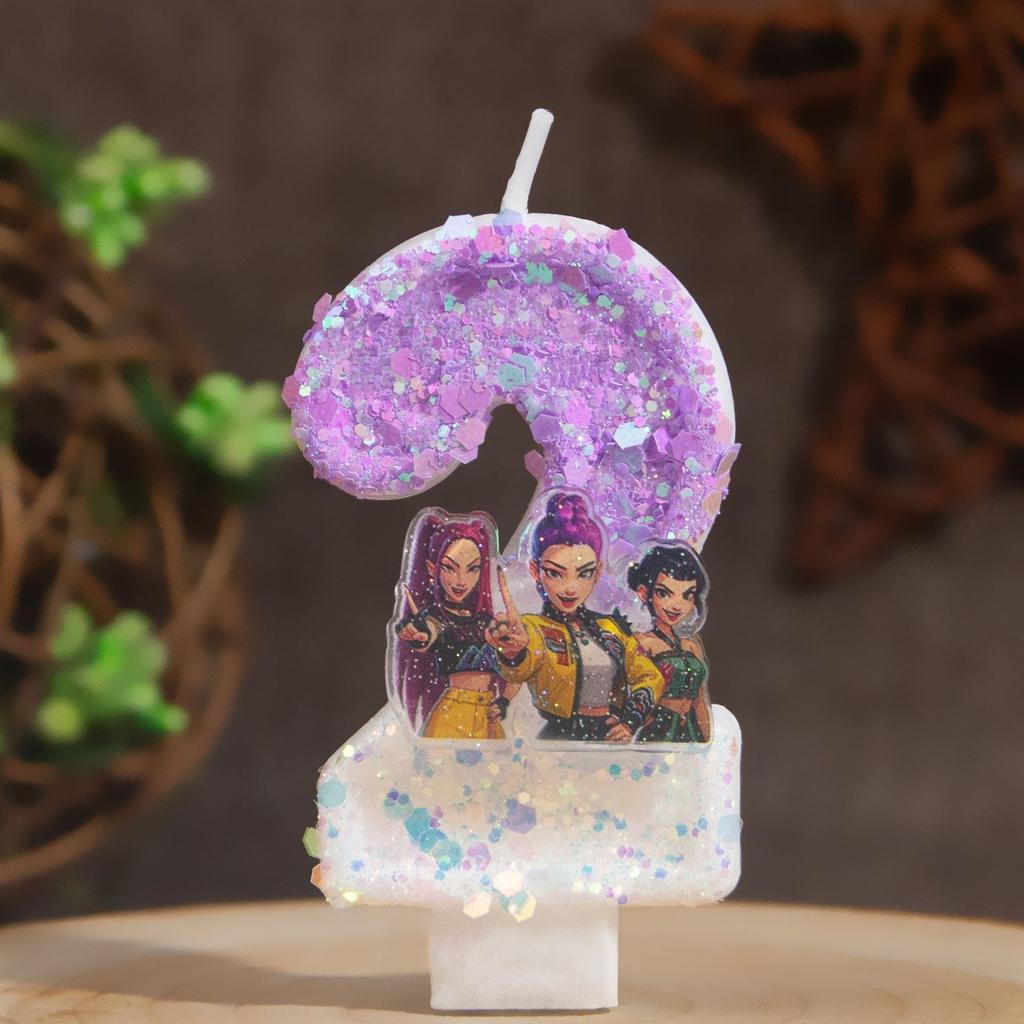 New Kpop Demon Hunters Theme Candle Number 0-9 Birthday Party Cake Decoration Cartoon Baby Shower Supplies Kids Gifts