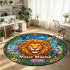 Wild Animals (347) Theme Round Crystal Velvet Rug Custom Name Text Personalized Floor Mat Home Decor Non Slip Crystal Carpet