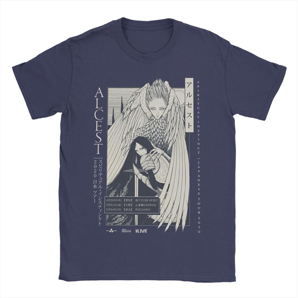 Мужская футболка Французская группа ALCEST Новинка Хлопковые футболки с коротким рукавом Музыкальная футболка Круглый вырез Одежда Идея подарка