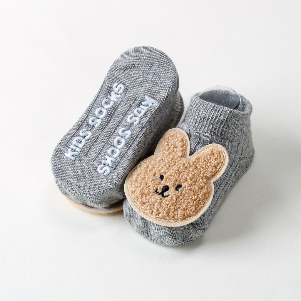 Baby Non-Slip Socks 0-12 Months Gripper Dot Sole Ankle Socks Cartoon Bear Bunny Toddler Breathable Cotton Footies for Crawling