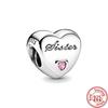 925 Sterling Silver Angel Mom Family Heart Series Shine Beads Fit Original Fashion Charms Bracelets Women DIY Jewelry