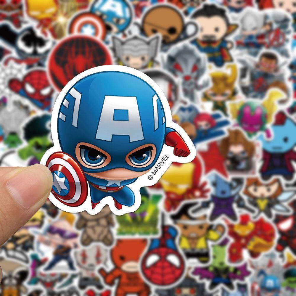 50 шт. Marvel Мстители Аниме Мультфильм Наклейки DIY Мотоциклетный Шлем Скейтборд Ноутбук Велосипед Автомобиль Водонепроницаемые Наклейки Декали