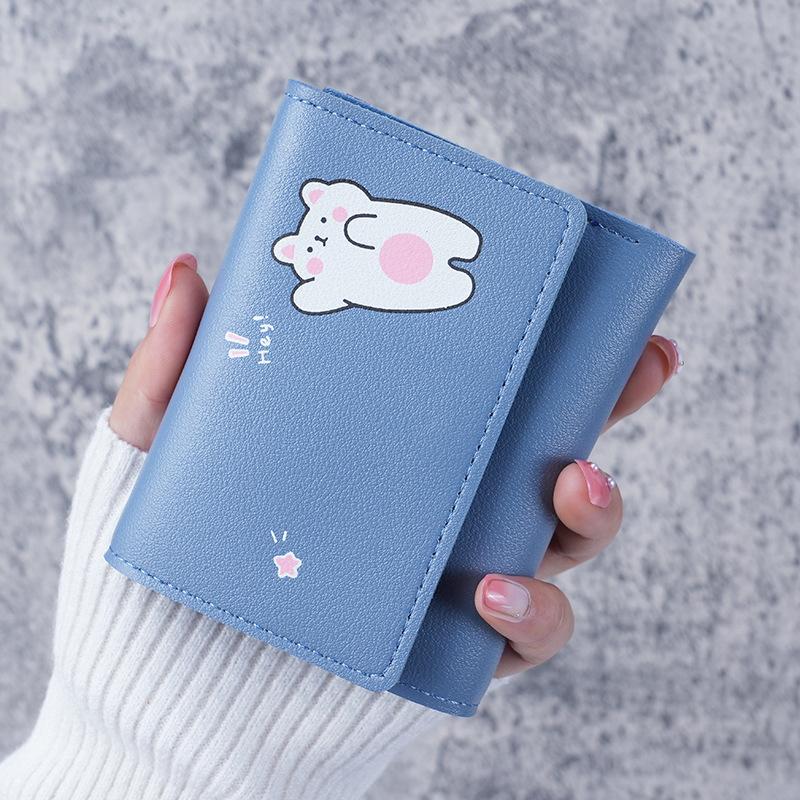 Women Short Cute Small Wallets Student Triple Fold Card Holder Girl Id Bag Card Holder Coin Purse Ladies Wallets Cartoon Bags