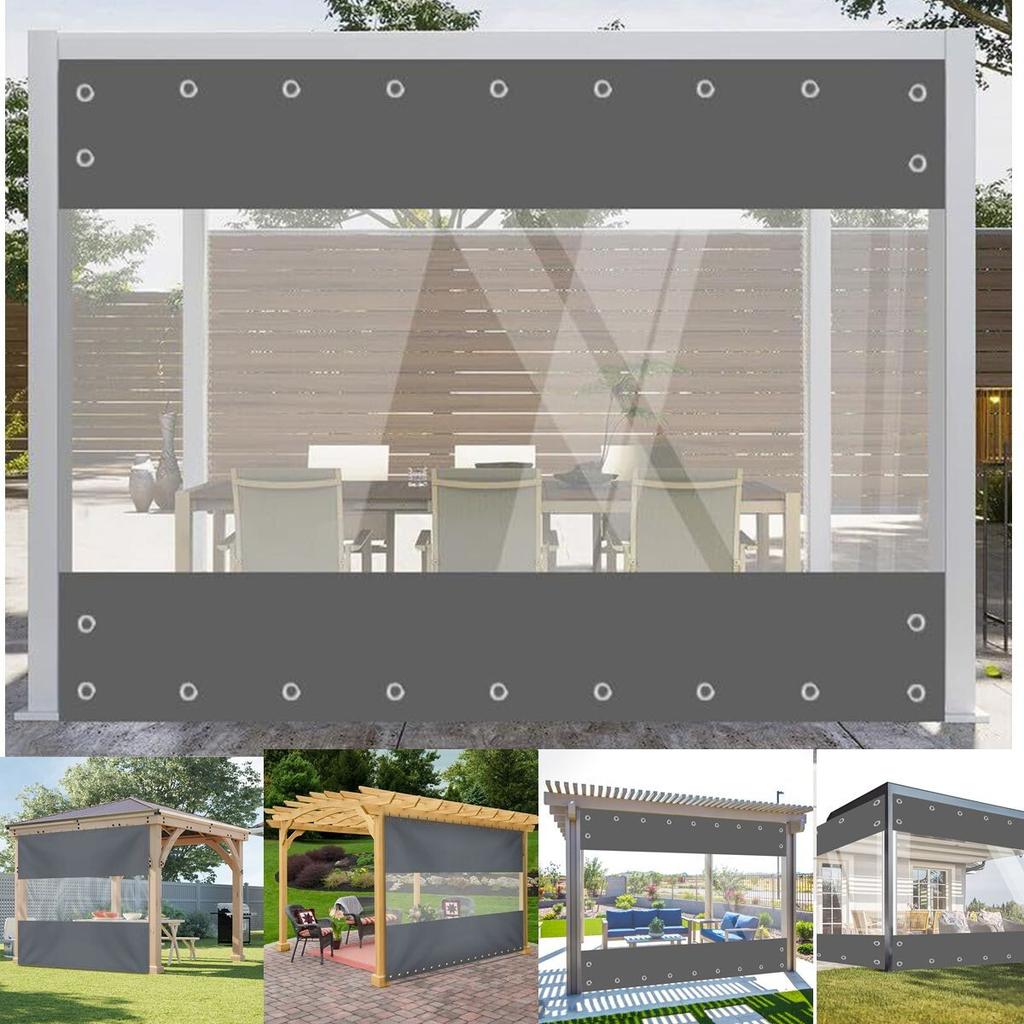 Уличная прозрачная ПВХ шторка-тент водонепроницаемая сверхпрочная для патио дождезащитная