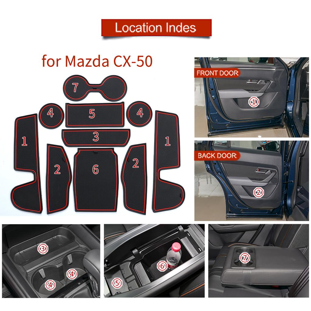 Коврик Smabee Gate Slot для Mazda CX-50, нескользящий коврик для дверного паза, подстаканник, аксессуары для интерьера, резиновая подставка, 10 шт./компл.