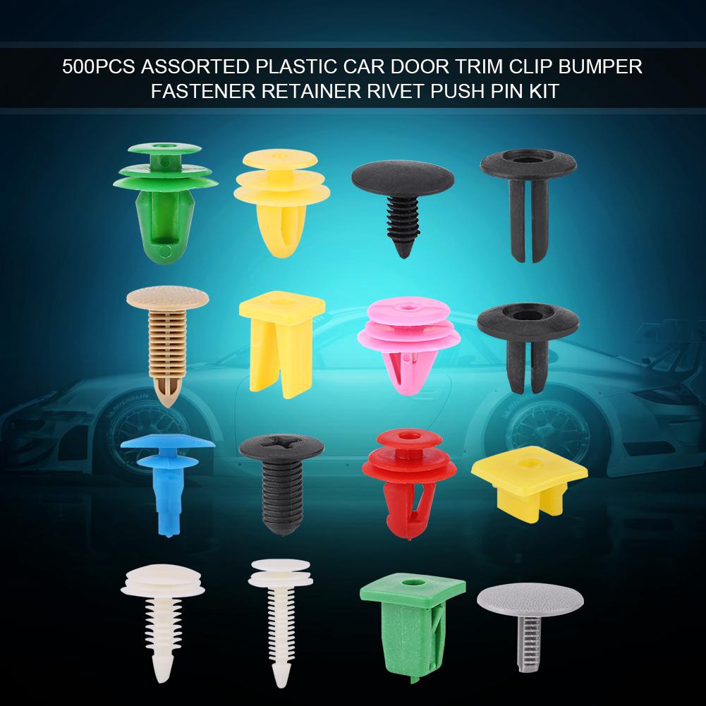 500pcs Assorted Plastic Car Door Trim Clip Bumper Fastener Retainer Rivet Push Pin Kit