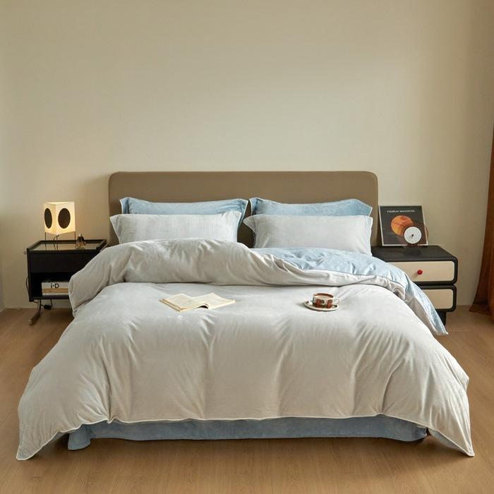 Роскошный высококачественный утолщенный комплект из четырех предметов из молочного флиса, теплое коралловое флисовое пододеяльник, антистатичный комплект из трех предметов: простыня