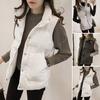 Women Cotton Vest Single-breasted Stand Collar Padded Thicken Solid Color Keep Warm Neck Protection Sleeveless Vest