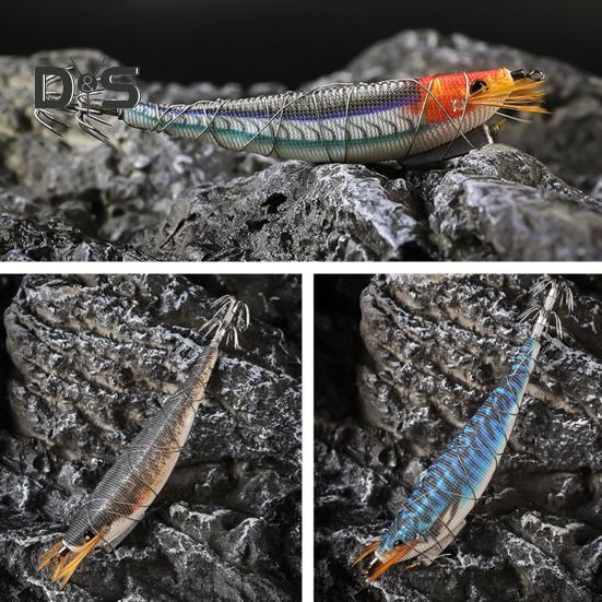 12 см/13 г светящаяся приманка в виде креветки с крючком для ловли кальмара, реалистичная бионическая искусственная приманка для ловли соленой воды, пресноводного окуня, судака, форели, рыболовные принадлежности