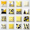 Printed Yellow Geometric Pattern Pillowcase Bedroom Living Room Car Seat Sofa Throw Pillowcase Home Decoration