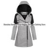 Women's Mid-Length Woolen Hooded Windbreaker with Oblique Zipper - Warm Winter Coat