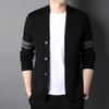 Мужской вязаный кардиган-жакет 2024 года, однотонный, в стиле business casual